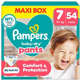 Bild på Pampers Baby-Dry byxblöjor storlek 7, 54 blöjor, 15kg+