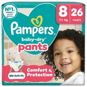 Bild på Pampers Baby-Dry byxblöjor storlek 8, 26 blöjor, 17kg+