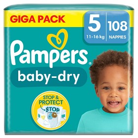 Bild på Pampers Baby-Dry blöja Storlek 5 (11-16 kg) 108 st