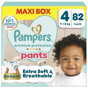 Bild på Pampers Premium Protection byxblöjor storlek 4, 82 blöjor,9kg-15kg