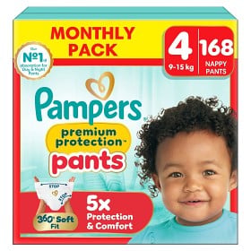 Bild på Pampers Premium Protection Byxblöjor Storlek 4 (9-15 kg) 168 st