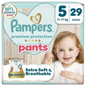 Bild på Pampers Premium Protection byxblöjor storlek 5, 29 blöjor, 11kg-17kg