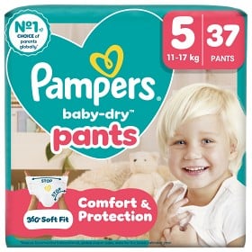 Bild på Pampers Baby-Dry Byxblöjor Storlek 5 (11kg-17kg) 37 blöjor