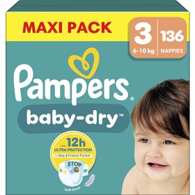 Bild på Pampers Baby-Dry Storlek 3 (6kg-10kg) 136 blöjor