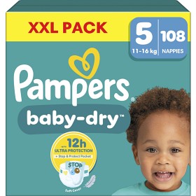 Bild på Pampers Baby-Dry Storlek 5 (11kg-16kg) 108 blöjor