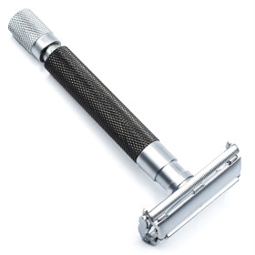 Bild på Parker Shaving 74R-GR Graphite Satin Chrome Textured Heavy Weight Butterfly Open Safety Razor