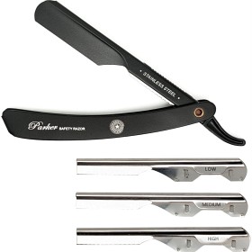 Bild på Parker Shaving PTABK Adjustable Push w. 3 blade option Metal Black Barber/Straight Razor