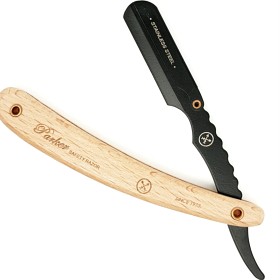 Bild på Parker Shaving SRPBA Light Wood Handle Clip Type Black Blade Holder Barber/Straight Razor
