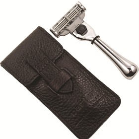 Bild på Parker Shaving Travel Mach 3 Compatible Razor with Leather Case