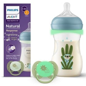 Bild på Philips Avent Natural Response Nighttime Set, 125 ml, Nyfödd flow teat (2), ultra soft teat, Gift Set