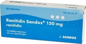 Bild på Ranitidin Sandoz, filmdragerad tablett 150 mg 30 st