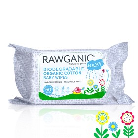 Bild på Rawganic Biodegradable Organic Baby Wipes 50 st
