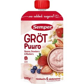 Bild på Semper Grötklämmis Jordgubb, Banan & Blåbär 120 g