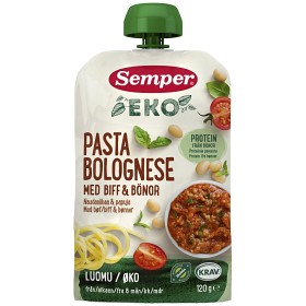 Bild på Semper Eko Pasta Bolognese med biff & bönor 6M 120 g
