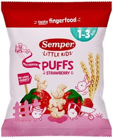 Bild på Semper Little Kids Multigrain Puffs Jordgubb 1-3 år, 18 g