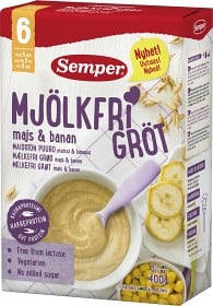 Bild på Semper Mjölkfri Gröt med Majs & Banan 6M 400 g
