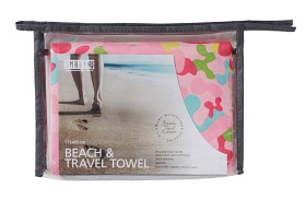 Bild på Smart Microfiber Beach & Travel Towel kamouflagerosa