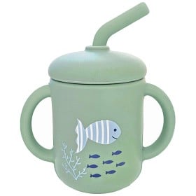Bild på Summerville Mugg med sugrör silikon, Cameo green Ocean
