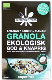 Bild på Superfruit Foods Granola Ananas Kokos Banan 350 g