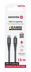 Bild på Swissten mobilkabel i Kevlar USB-C / Lightning 1.5 m