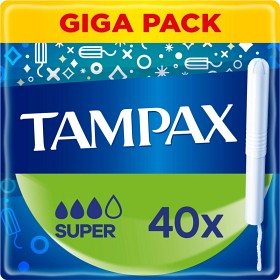 Bild på Tampax Super tamponger med pappersapplikator, 40 st