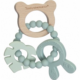 Bild på Teddykompaniet Bitring i silikon och trä, Lindblomsgrön