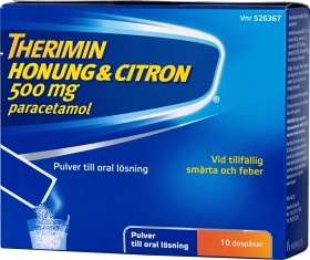 Bild på Therimin Honung & Citron, pulver till oral lösning 500 mg 10 st