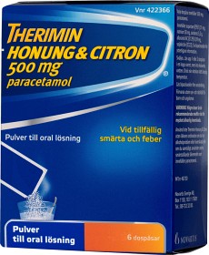 Bild på Therimin Honung & Citron, pulver till oral lösning 500 mg 6 st