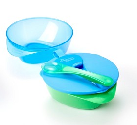 Bild på Tommee Tippee Explora Skålar med lock och sked 2-pack (Blå/Grön)