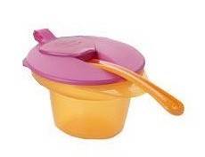 Bild på Tommee Tippee Explora Liten burk med lock och sked (Rosa/Orange)