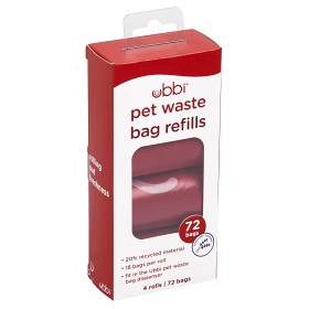 Bild på Ubbi Pet OTG Refill Bajspåsar 72 st (4 rullar) röd