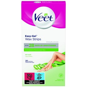 Bild på Veet Wax Strips Aloe Vera för ben Torr hud 20 st