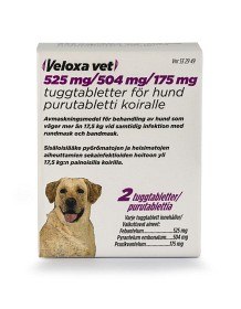 Bild på Veloxa vet, tuggtablett för stora hundar 525 mg/504 mg/175 mg 2 st