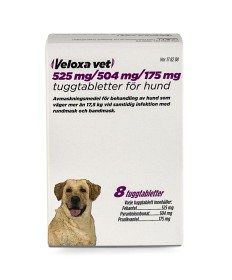 Bild på Veloxa vet, tuggtablett för stora hundar 525 mg/504 mg/175 mg 8 st