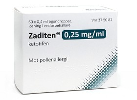 Bild på Zaditen, ögondroppar, endosbehållare 0,25 mg/ml Ebb Medical AB 60 x 0,4 ml