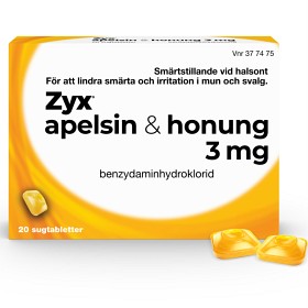 Bild på Zyx apelsin & honung sugtablett 3 mg 2 x 10 st
