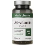 Elexir D3-vitamin 2500 IE 180 kapslar