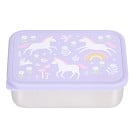 A Little Lovely Company Stainless Steel Lunch Box with PP Lid, Unicorn Dreams