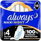 Always Maxi Secure Night Bindor (Storlek 4) Med Vingar18 st