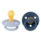 BIBS Colour 2-pack Latex Napp 0-6 mån (Dusty Blue/Steel Blue)