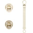 BIBS Colour Pacifier & Loop Clip Gift Set Latex Size 1, Ivory