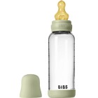 BIBS Glass Baby Bottle Round Latex 240 ml Medium Flow Sage