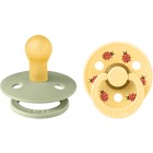 BIBS Pacifier Studio Colour 2-pack Ladybug Latex Size 1 Sage Mix