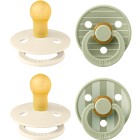 BIBS Pacifier Studio Colour 4-pack Latex Size 1, Pin Ivory Vanilla Mix/Pin Sage Mix