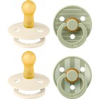 BIBS Pacifier Studio Colour 4-pack Latex Size 2, Pin Ivory Vanilla Mix/Pin Sage Mix