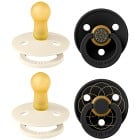 BIBS Pacifier Studio Colour 4-pack Noor & Layl Latex Size 2 Ivory Gold Black Gold