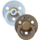 BIBS Studio Colour Pacifier Beetle Mix 2-pack Latex Size 2 Round Baby Blue/Dark Oak