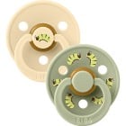 BIBS Studio Colour Pacifier Caterpillar Mix 2-pack Latex Size 1 Round Silk/Sage