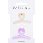 Dazzling Hair Clip 2-pack Mini Clips Yellow & Pink