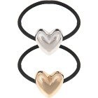 Dazzling Hair Ties Heart, Silver and Gold 2-pack